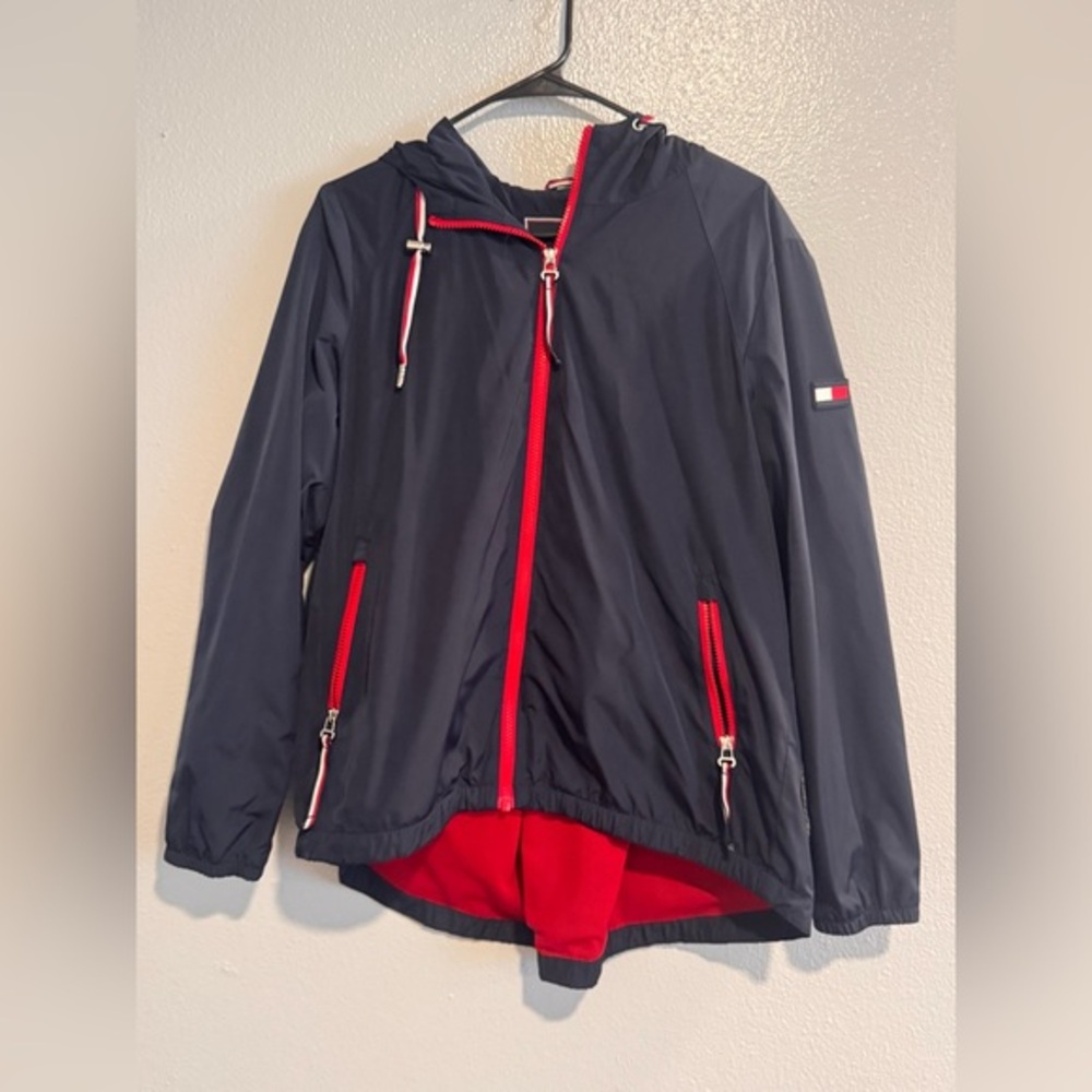 Tommy Hilfiger Navy Blue and Red Jacket Medium